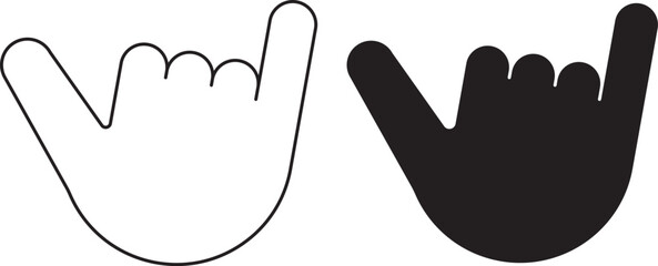 outline silhouette Shaka sign set