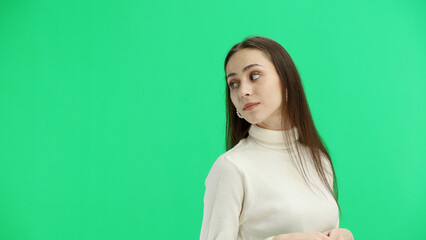 Obraz premium Woman, close-up, on a green background