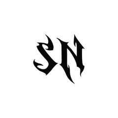 SN monogram logo design letter text name symbol monochrome logotype alphabet character simple logo