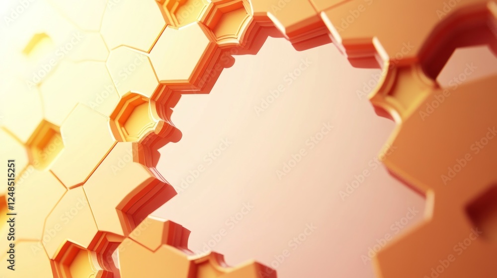 Poster Abstract Orange Hexagonal Geometric Pattern Design
