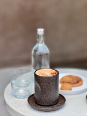 A cup of coffee cappuccino or latte on the table