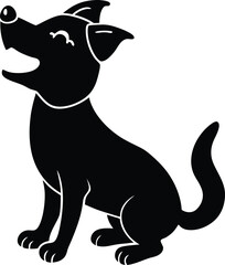 Adorable Puppy Singing a Song Silhouette Art