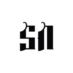 SN monogram logo design letter text name symbol monochrome logotype alphabet character simple logo
