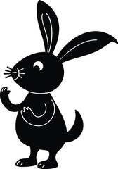 A cute baby Rabbit is singing a song silhouette illustration