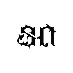 SN monogram logo design letter text name symbol monochrome logotype alphabet character simple logo