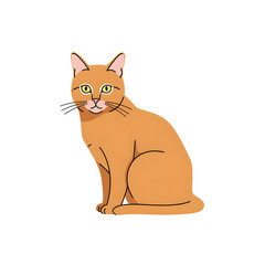 Fototapeta premium Cute Orange Cat Sitting Down Looking Ahead