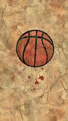 Vintage basketball on aged paper