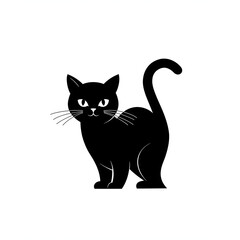 Fototapeta premium Black Cat Silhouette Standing Facing Front