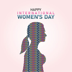International Women's Day greeting card. Holiday concept. Template for background, banner, card, poster with text inscription. Vector illustration