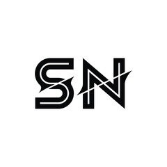 SN monogram logo design letter text name symbol monochrome logotype alphabet character simple logo