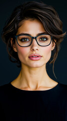Fototapeta premium A woman wearing a black top and glasses