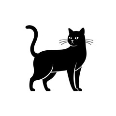 Obraz premium Black Cat Silhouette Standing Sideways