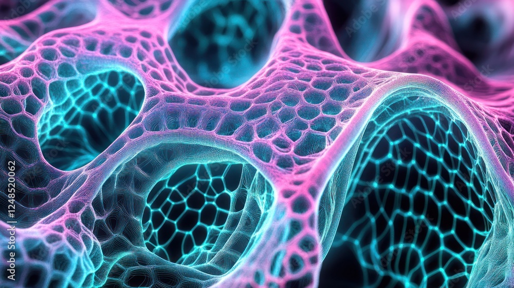 Poster Abstract Pink And Cyan Network Structure