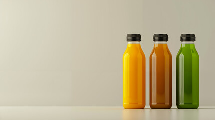 Three bottles of juice mockup