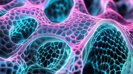 Abstract Pink And Cyan Network Structure