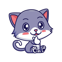 Cute Cat Sitting Cartoon Vector Icon Illustration. Animal Nature Icon Concept Isolated Premium Vector, with love