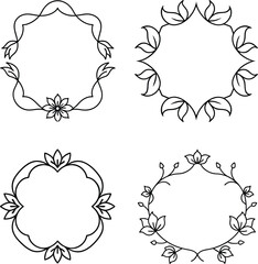 Black and White Floral Frames – Elegant Line Art Borders