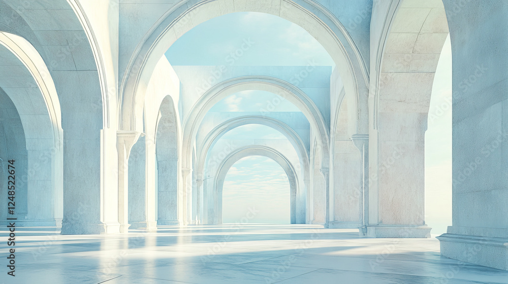 Poster gothic neo classic architecture arch modern design abstract background 3d rendering illustration