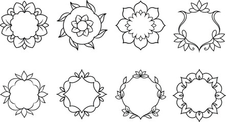 Modern Floral Frame Set – Simple & Elegant Line Illustrations