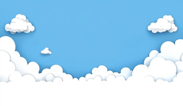 Cartoon clouds in a light blue sky