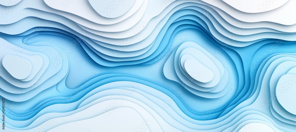 Aufkleber minimalist 3d light blue concentric contour line pattern, seamless background for design projects.