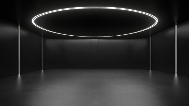 360 degree full panorama environment map of black technology lights background abstract 3d render illustration hdri hdr vr virtual reality