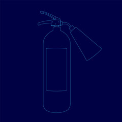 A blue drawing of a fire extinguisher. The drawing is in blue and is very simple