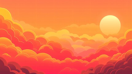 Fototapeta premium Sunset sky background with clouds and sun. 