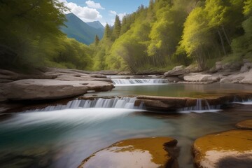 Beautiful and Peaceful Nature Scenery Illustration Landscape Countryside Tranquil Vibrant and Colorful