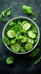 Obraz premium Arugula with Fresh Green Cucumbers