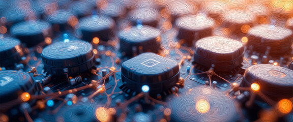 Abstract technology background. . Oil paint illustration.