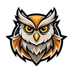 Vector illustration of cute big eyed owl perched on a branch.