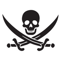 Pirate Skull and Crossbones Vector Silhouette Illustration Design