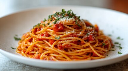 Aromatic Homemade Spaghetti with Marinara Sauce and Parmesan