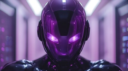 Purple robot server room surveillance AI