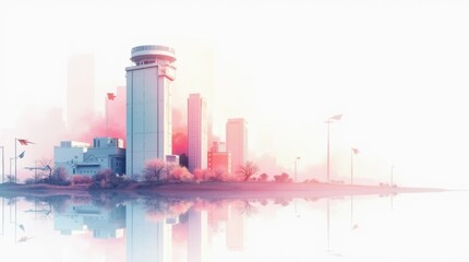 Fototapeta premium Pastel Architectural Vector Illustration