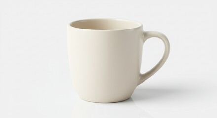 "A high-resolution illustration of a contemporary coffee mug with elegant curves and a smooth surface, rendered on a white background with soft reflections and shadow details."