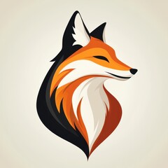 Obraz premium Creative representation of a fox featuring vibrant orange and black colors in a modern minimalist style
