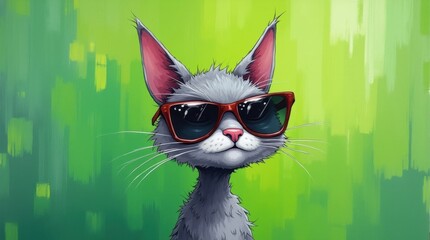 Whimsical Cat in Sunglasses