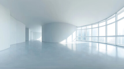full 360 seamless panorama of empty white entrance hall room without furniture 3d render illustration hdri hdr vr style