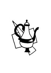 teapot with with geometric abstraction