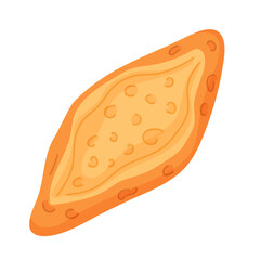 Turkish bakery for breakfast ekmek in cartoon. Traditional bread for restaurant menu. Isolated on a white background.