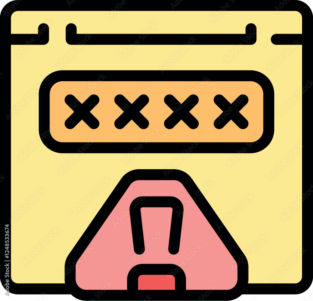 Poster password field with hidden password and alert notification icon displayed on a webpage, symbolizing 