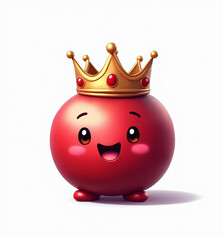 Pomegranate with Crown, 2D Kids Illustration on White Background

