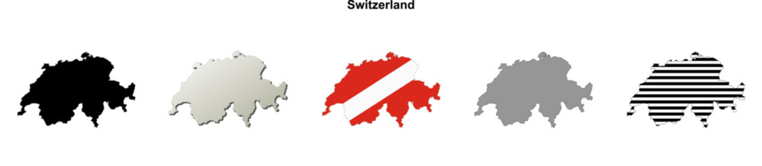 Switzerland outline map set