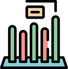 Colorful bar graph showing negative financial forecast, declining business performance and economic downturn