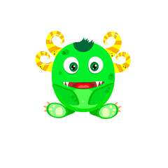 Happy little green monster alien character