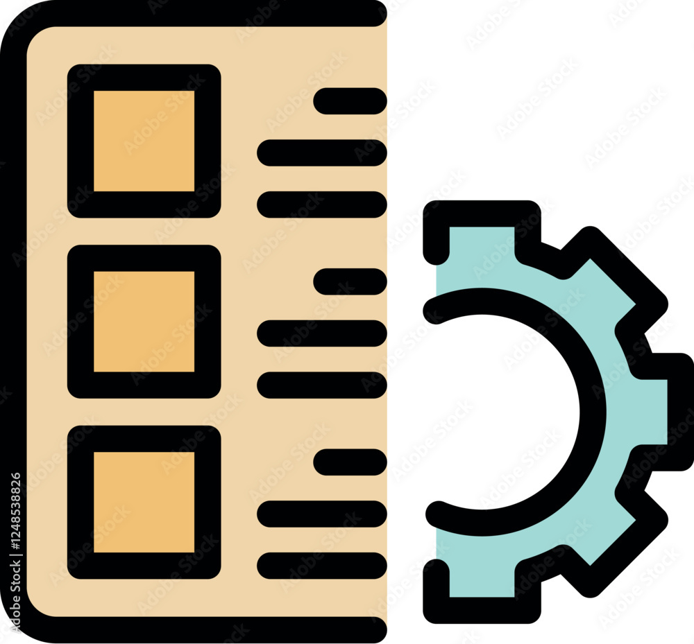 Poster Website development process and settings gear icon representing customization and configuration options