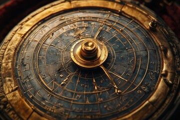 Intricate antique celestial sphere, a brass astronomical instrument showing constellations and celestial movements.