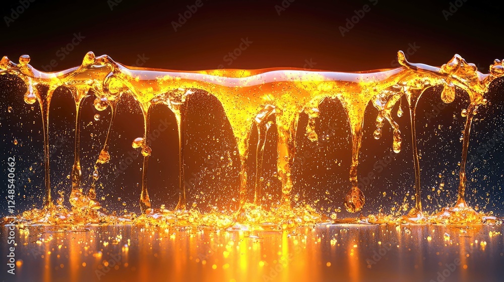 Poster liquid gold: abstract fluid dynamics in motion - a captivating visual masterpiece of golden hues and